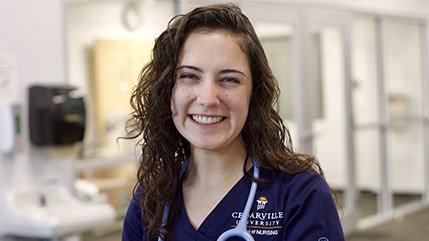 Cedarville University junior nursing student Rachel Lynch fights through her own disease to complete her studies. 