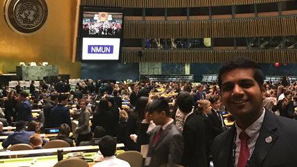 Rufus Mathew at the United Nations for Model UN Competition