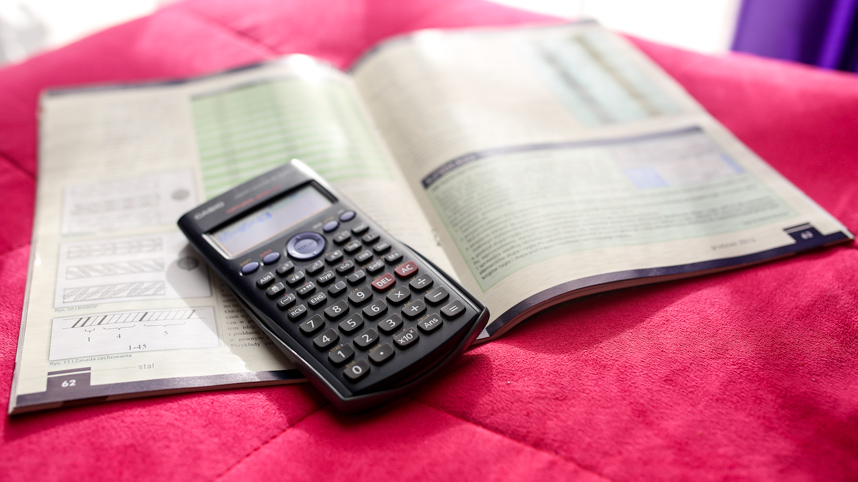 calculator and math book