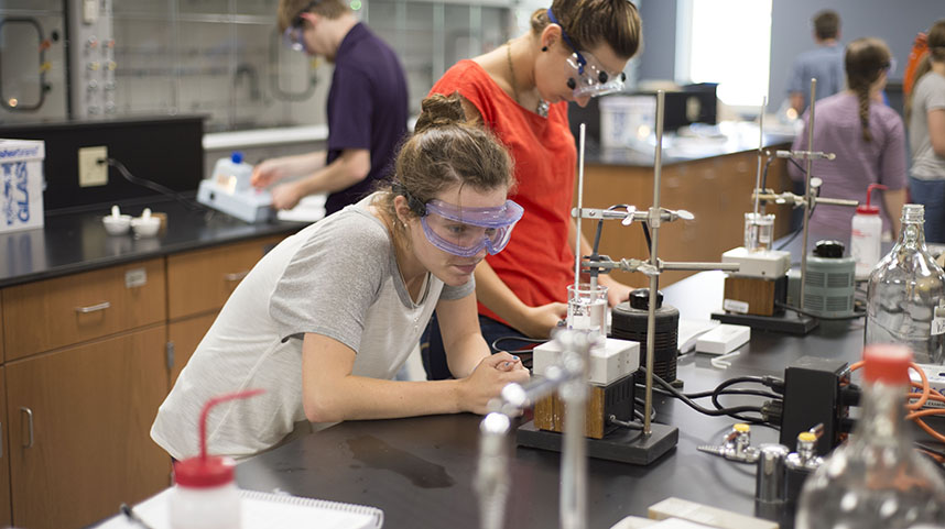 Cedarville University students study in a laboratory.