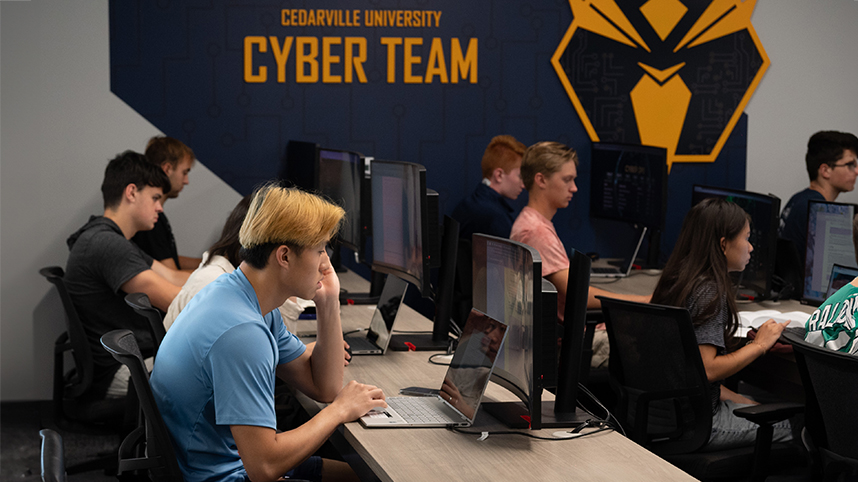 Students participate in Cyber Security class at Cedarville University.