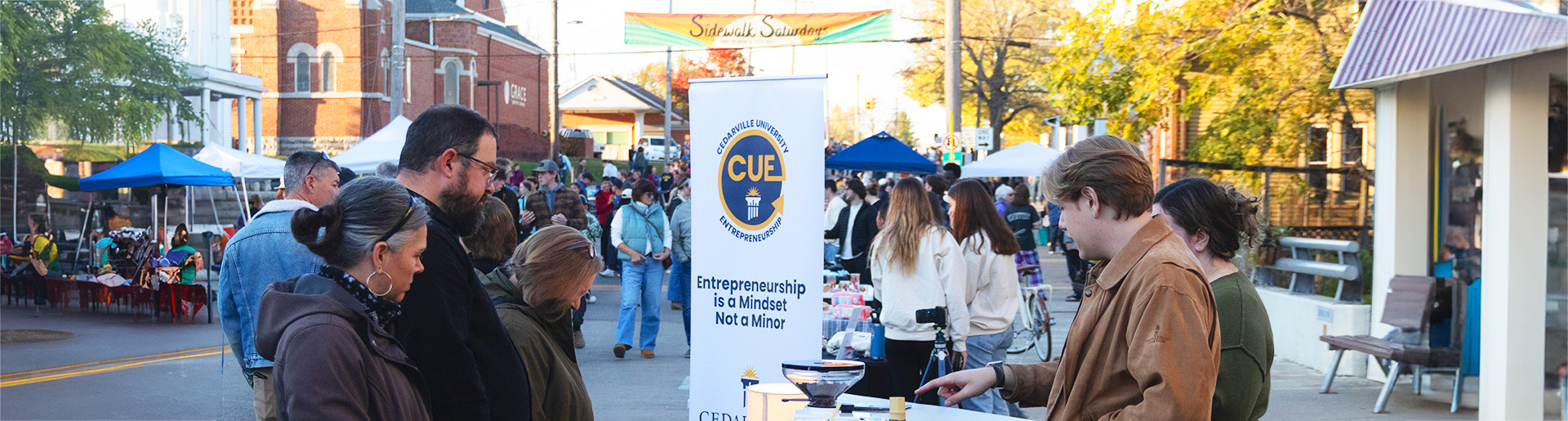 Sidewalk Saturday in Cedarville, Ohio features local businesses and products made by student entrepreneurs at Cedarville University.