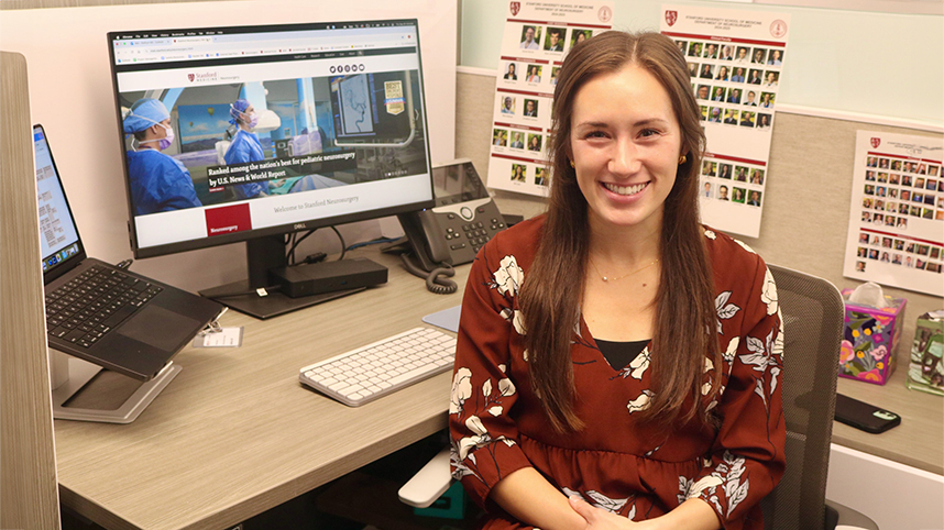 Kathryn Sills in office at Stanford University 858