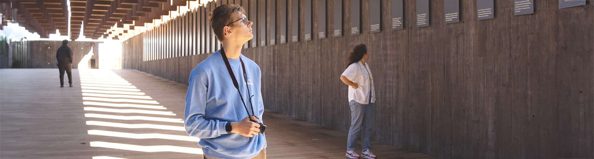 Cedarville University student Luke Smith reflects on the trials of black Americans while touring the National Memorial to Peace and Justice in Montgomery, Alabama.