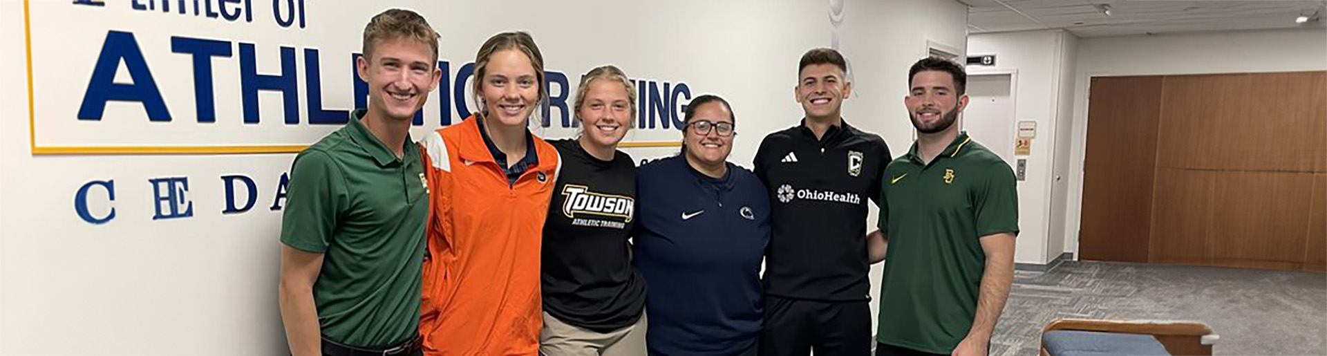 Master of Athletic Training students Michael Butcher, Kara Hodson, Sarah Lagan, Lauren Barnes, Jacob Bonville, and Kyler Conn