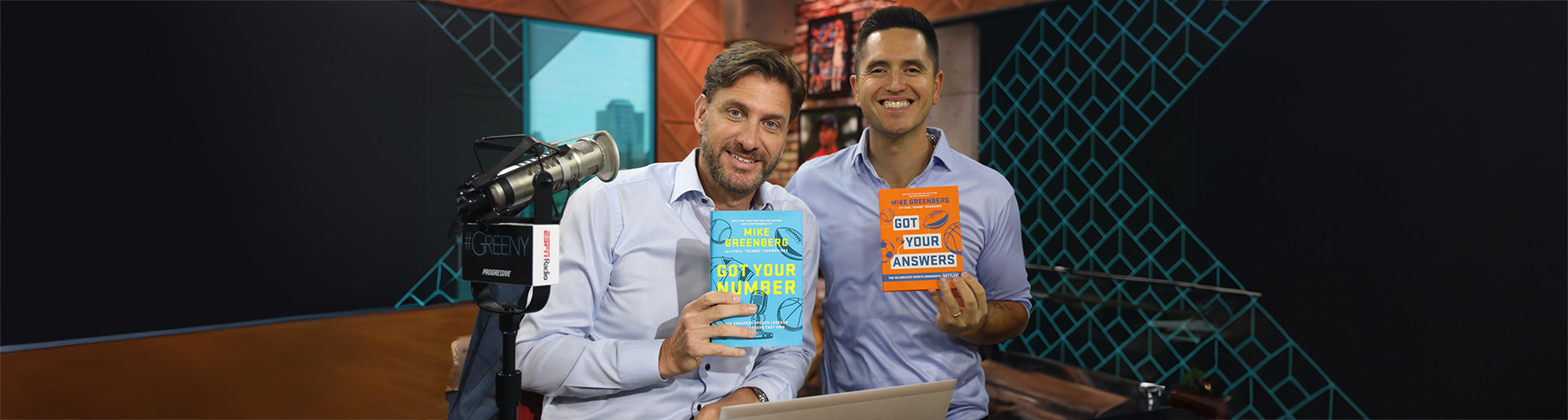 ESPN&#39;s Mark Greenberg and Paul Hembekides in the studio.