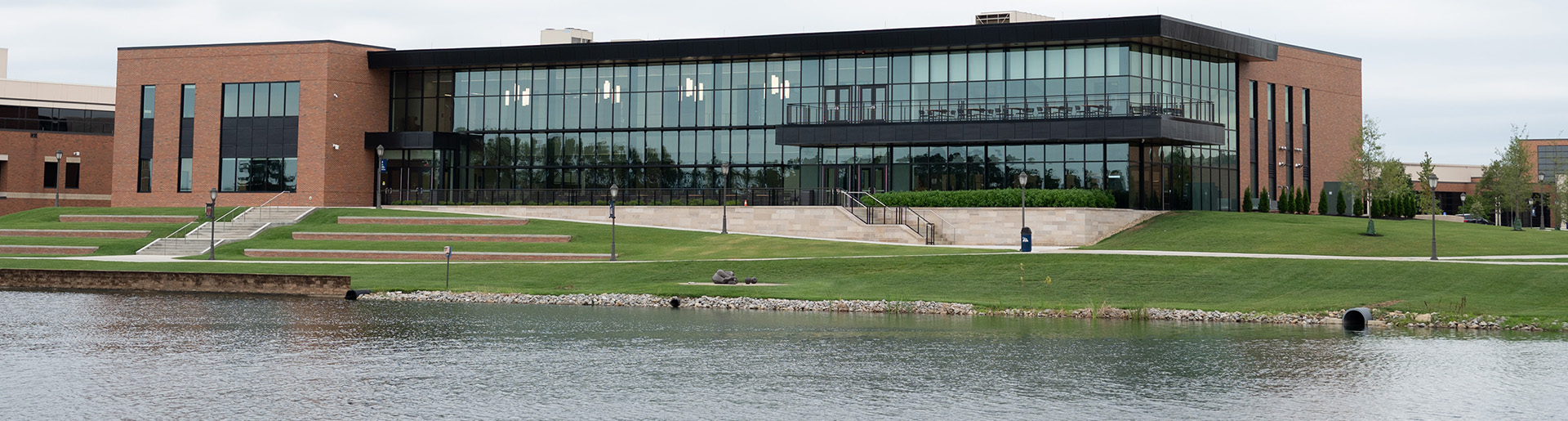 Scharnberg Business and Communication Center as seen from Cedar Lake