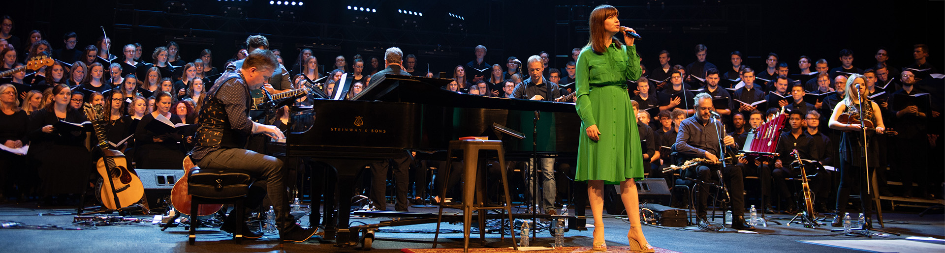 The Gettys perform with students from Cedarville University.