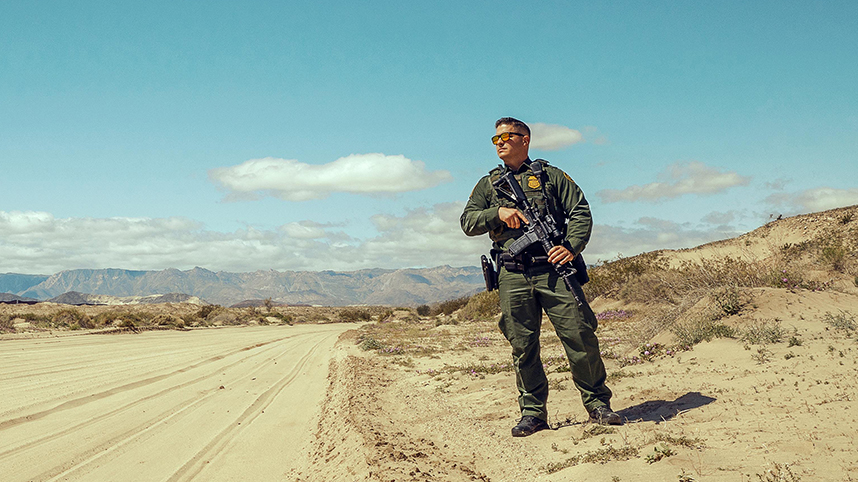 Agent patrols the southern border near the El Centro Border Patrol Station in California.