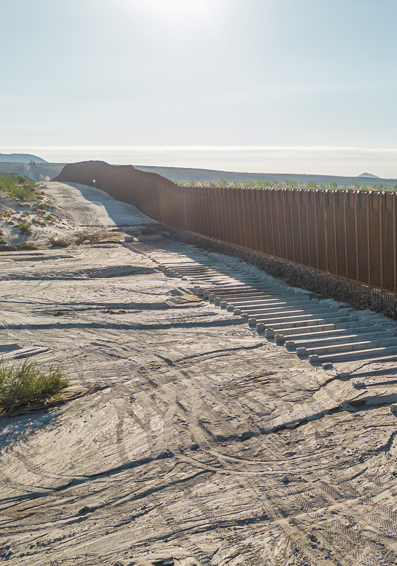 The border wall between the United States and Mexico.