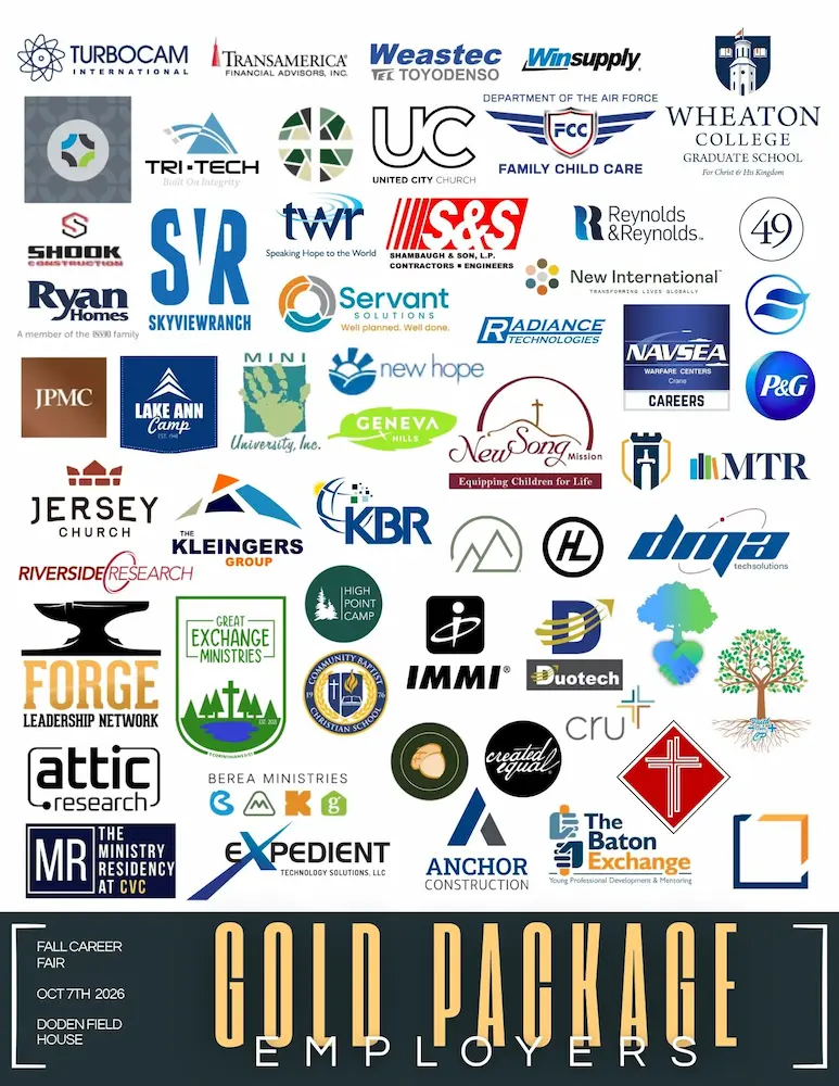 2026 Fall Career Fair - Gold Package logos logos of the gold package employers for the 2026 Fall career fair at Cedarville University