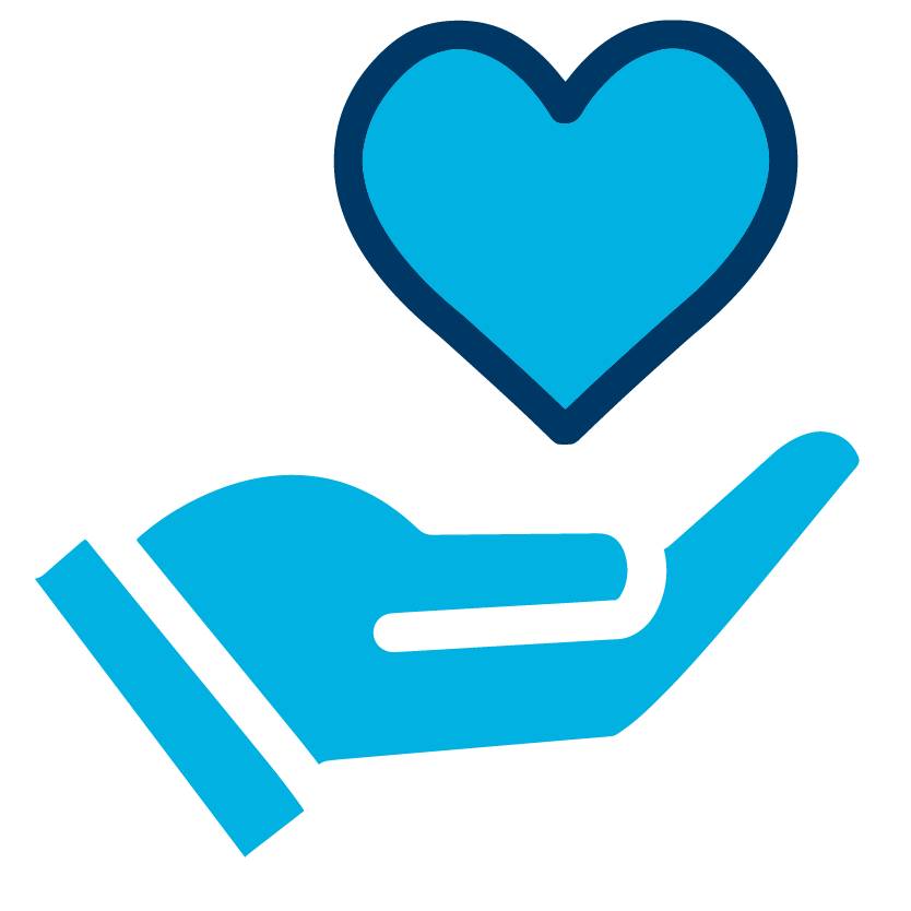 Icon of outstretched hand holding a heart symbol.